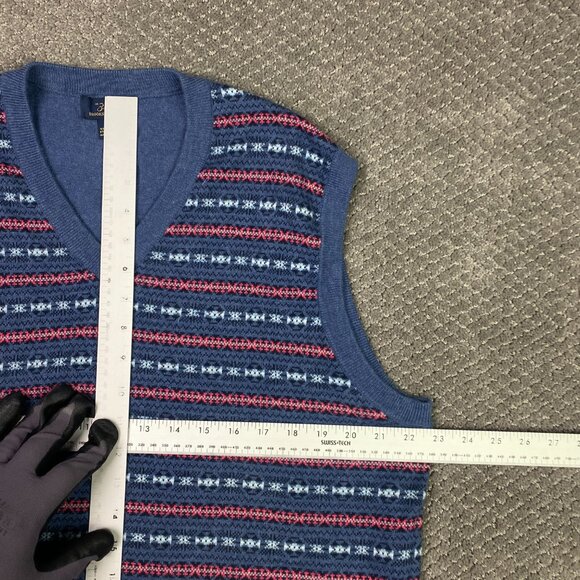 Brooks Brothers Fair Isle Vest Sweater Men's Large Blue Cashmere Cotton Blend - Picture 5 of 8
